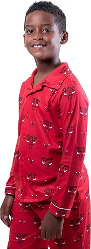 Vista 3 de Ultra Game NBA Boys 2-Piece Loose-fit Button Down Pajamas Set (Sizes 4-20)