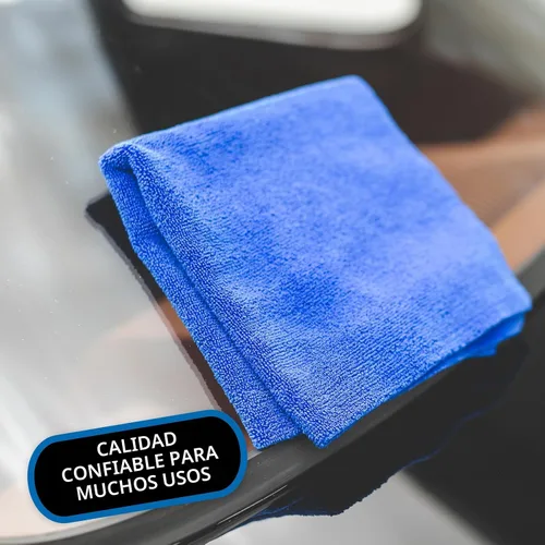 Vista 6 de The Rag Company - Toallas de microfibra 365 sin bordes (paquete de 10) Mezcla premium 70/30, pulido profesional, eliminación de cera, detallado Azul