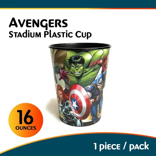 Vista 4 de Unique Vaso de plástico para estadio, 16 onzas, Vengadores, 1 unidad