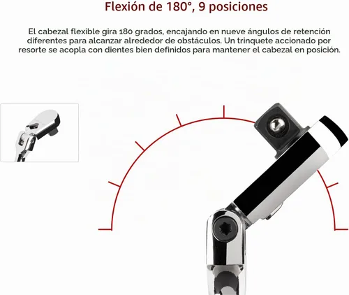 Vista 3 de TEKTON Trinquete de agarre cómodo de larga duración con cabeza flexible de 1/2 pulgada x 14 pulgadas sin liberación rápida SRH22214 Unidad de 1/2