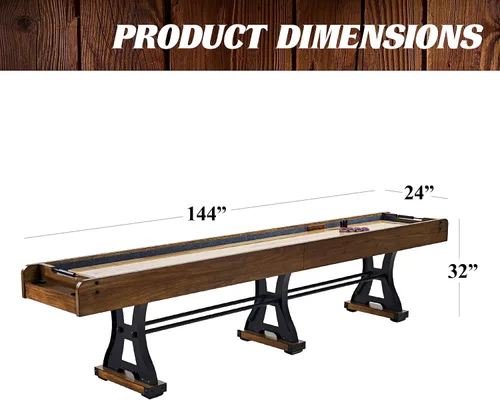 Vista 2 de Barrington 12 Ft. Shuffleboard Table, Solid Wood, Storage Cabinets