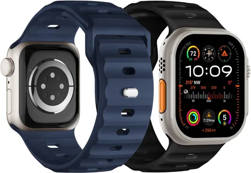 Vista 13 de Correa deportiva compatible con Apple Watch Ultra 2 Band de 1.929 in 1.811 in 1.772 in 1.732 in 1.654 in para hombres, correas de silicona suave