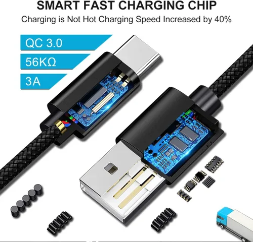 Vista 2 de CLEEFUN Cable USB C, cable USB a USB C trenzado, [paquete de 5, 3/3/6/6/10 pies] cargador tipo C cable de carga rápida para iPhone 16 15 Pro