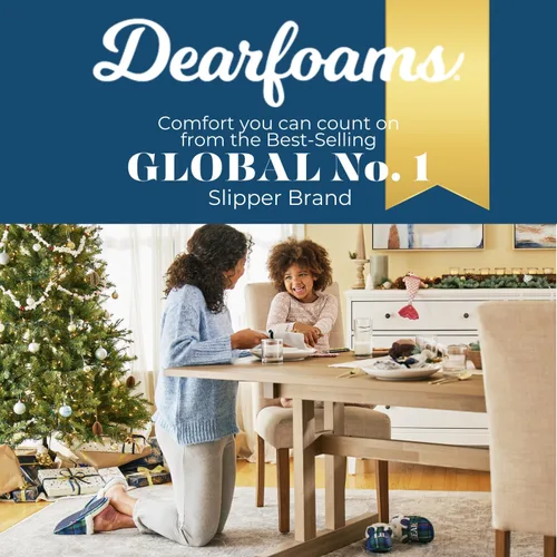 Vista 6 de Dearfoams - Pantuflas de Navidad para mujer, para mamá, linda pantuflas a juego para pijamas familiares, con texto en inglés Mama Bear (mamá osa)