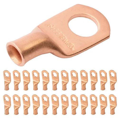 Vista 205 de SELTERM - 5 terminales de anillo resistentes para cable de batería, calibre 1/0 AWG, pernos de 1/2 pulgadas, terminales de calibre 0, ojales