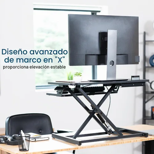 Vista 8 de VIVO Convertidor de escritorio de pie negro de 28 pulgadas, DESK-V028S