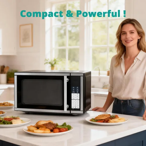 Vista 11 de SMETA Hornos microondas de encimera de 0.7 pies cúbicos, horno microondas compacto de 700 vatios, 10 niveles de potencia con botón giratorio