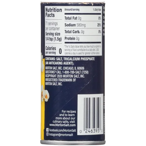 Vista 2 de Morton Condimento de Sal para Palomitas de Maíz, Salero de 3.75 Onzas (Paquete de 1)