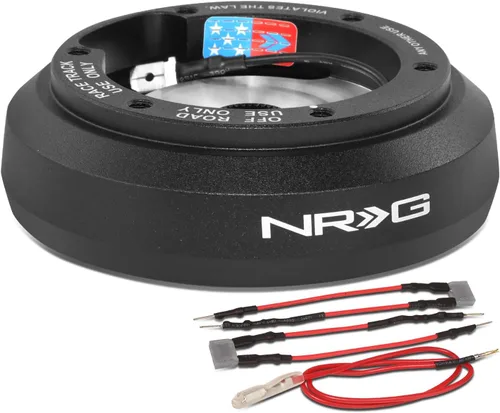 Vista 2 de NRG Innovations Buje corto para volante estilo carreras, aluminio anodizado 6061-T6, adaptador de liberación rápida con patrón de pernos de 0.236 x