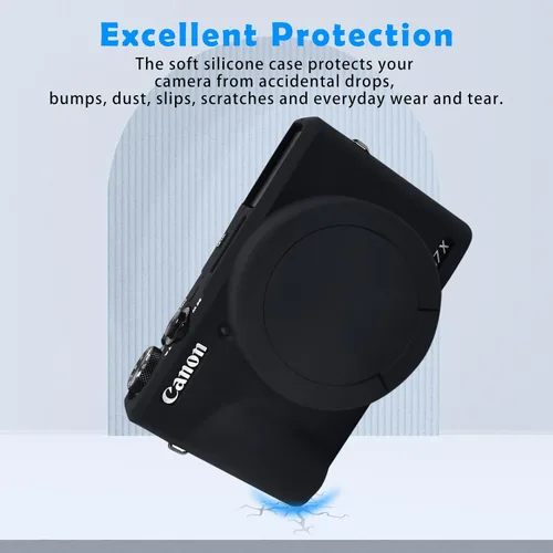 Vista 5 de Easy Hood Funda para cámara digital Canon Powershot G7 X Mark III, funda protectora de silicona suave con marcador de botón Funda extraíble