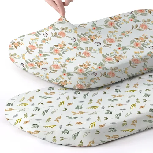 Vista 70 de Pack n Play Sheets BROLEX - Juego de 2 sábanas para cuna, juego de sábanas elásticas y portátiles para cuna, funda de colchón convertible