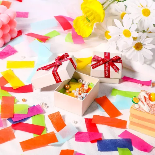 Vista 3 de Confeti de papel rectangular de 10.58 oz de papel multicolor para baby shower, clubes, bodas, celebraciones de cumpleaños, fiestas, decoración