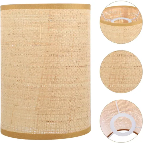 Vista 8 de Angoily Pantalla de lámpara de ratán tejida para lámparas de pie de mesa, pantalla de tambor rústica para decoración del hogar, accesorio
