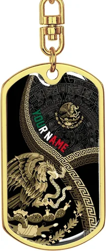 Vista 2 de MAPrints Llavero con nombre personalizado de México, llavero de águila mexicana, llavero de gallo mexicano, llavero de regalo de la bandera de México
