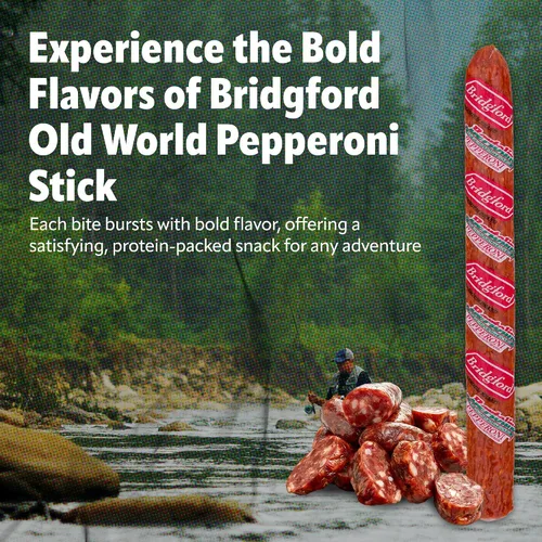 Vista 5 de Bridgford Old World Pepperoni Stick - Paquete de 2 palitos de pepperoni ahumados naturalmente para pizza y sándwiches - Bocadillo keto alto