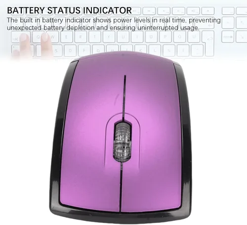 Vista 4 de XUMIUZIY Ratón inalámbrico plegable, mouse ergonómico portátil de 2.4 G con apagado magnético, para computadora portátil (morado)