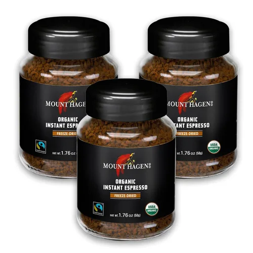 Vista 8 de Mount Hagen Café espresso instantáneo, café expreso orgánico ecológico hecho de granos arábica de tostado medio, café instantáneo liofilizado