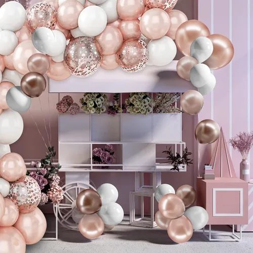 Vista 4 de Kit de arco de globos de oro rosa, globos de oro rosa, kit de guirnalda de globos de oro rosa, decoraciones de fiesta de oro rosa, decoraciones