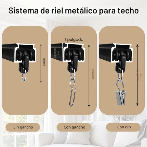 Vista 2 de MaKefeile Cortinas de montaje en techo con riel divisor de habitación, separador de partición de privacidad, barras de riel de cortina, juego