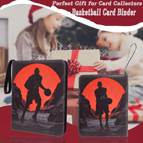 Vista 6 de Carpeta de tarjetas de baloncesto – Álbum de tarjetas de intercambio de 9 bolsillos de capacidad para 900, carpeta con 3 anillos, piel sintética