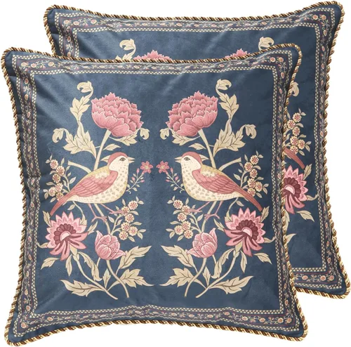 Vista 36 de patdrea Funda de almohada de terciopelo francés de diseño, 18 x 18 pulgadas Aviario