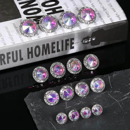 Vista 5 de BESTEEL 8 pares de aretes de competición de baile para mujer, aretes acrílicos con diamantes de imitación de cristal con halo para escenario, ópera