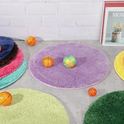 Vista 8 de Funtery Alfombra colorida de 6 asientos circulares de 18 pulgadas, alfombra redonda para niños, alfombra suave para aula, cojines educativos