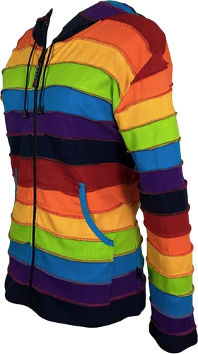 Vista 2 de Agan Traders Sudadera con capucha para mujer, diseño bohemio, de algodón, con estampado de arco iris, estilo gitano hippie