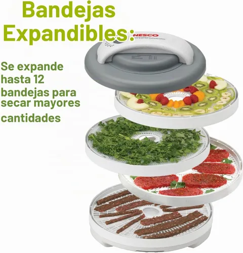 Vista 4 de Nesco FD-61 Snackmaster Encore Deshidratador de alimentos para excelente Jerky y bocadillos, 4 bandejas, gris