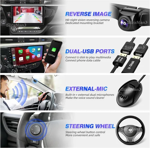 Vista 5 de Para Corolla Android Radio pantalla táctil compatible con Carplay Android Auto, reproductor multimedia de navegación Bluetooth estéreo para coche