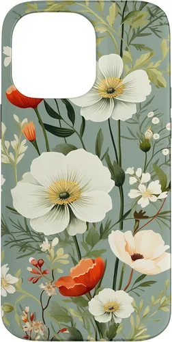 Vista 21 de Sage Green Flower Wildflower Pattern Floral Case for iPhone 17