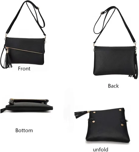 Vista 2 de Jiaruo Bolso cruzado de cuero pequeño con borla para mujer