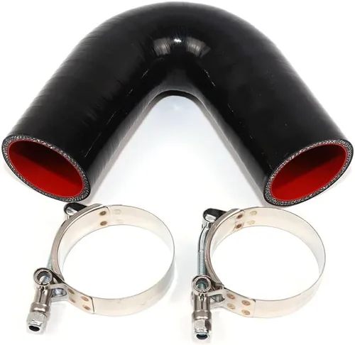Vista 3 de Acoplador de codo de 135 grados reforzado de 4 capas de alto rendimiento de 2 pulgadas con abrazadera de perno SS304 T (2 pulgadas, negro)