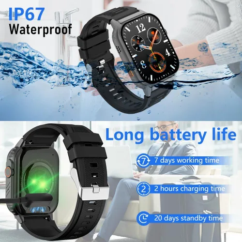 Vista 5 de Reloj inteligente para hombres y mujeres (marcado/respuesta de llamadas), rastreador de actividad con monitor de frecuencia cardíaca/sueño, 100