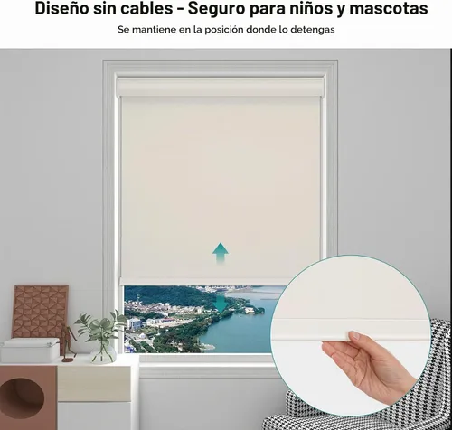 Vista 3 de Changshade Persianas enrollables inalámbricas de tamaño personalizado, 100 % opacas, con aislamiento térmico, protección UV, con sistema de resorte