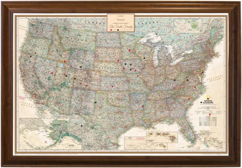 Vista 16 de Póster de lienzo enrollado personalizado con mapa de EE.UU. como arte de pared con chinchetas – Mapa ejecutivo grande de 24" x 36" de EE.UU.