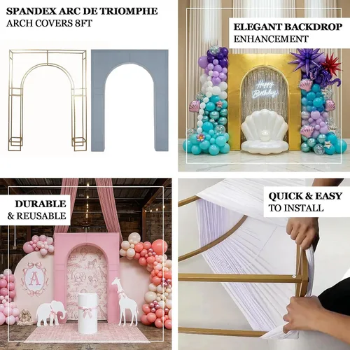 Vista 4 de Efavormart - Funda de arco de boda de elastano negro para soporte de arco de triunfo, cubierta elástica para telón de fondo con marco de globos, 7