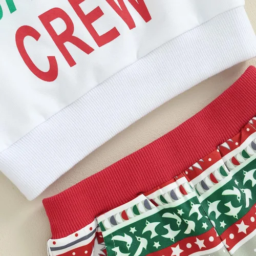 Vista 7 de Madjtlqy Sudadera de manga larga con estampado de letras y pantalones elásticos, ropa de Navidad para bebé