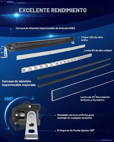 Vista 6 de CO LIGHT Barra de luz LED curvada de una fila de 44 pulgadas Lente de proyector 6D Haz combinado de punto e inundación Luz de conducción