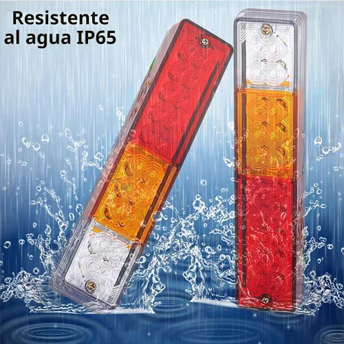 Vista 5 de 2 Barras de Luces Traseras para Remolque, Impermeables, 20 LED DC 12V, Señal de Giro Ámbar, Reversa Blanca, Lámpara de Funcionamiento de Freno Roja