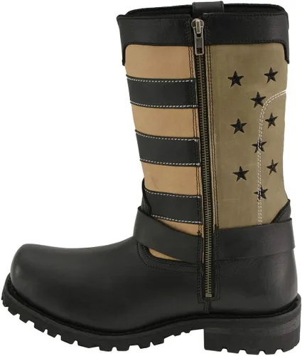 Vista 4 de Milwaukee Leather MBM9045 - Botas de arnés para motocicleta con estrellas y rayas, color negro, color marrón