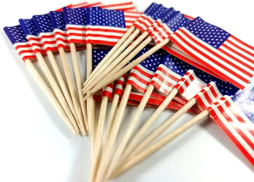 Vista 4 de JBCD Bandera de palillo de dientes de Arkansas Mini Banderas pequeñas para cupcakes de Arkansas, 100 piezas