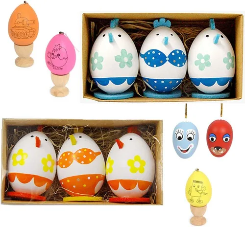 Vista 3 de Paquete de 30 huevos de plástico blanco, huevo de Pascua falso, pollo artificial para manualidades, pintura, fiesta, decoración del hogar, niños