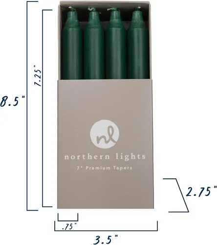 Vista 4 de Northern Lights Candles - 7" 12pk Tapers - Hunter Green - 71737