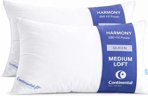 Vista 16 de Continental Bedding Harmony White Goose Down Pillow 550 Fill Power Medium Loft 100% algodón 300 hilos Shell tamaño estándar 1 paquete fabricado