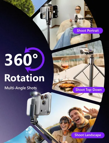 Vista 6 de LISEN [0.01s-abierto] Trípode de teléfono para iPhone, trípode para selfie stick de 67 pulgadas con control remoto, soporte de trípode extensible