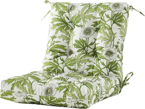 Vista 22 de BLISSWALK Cojines para sillas de exterior, 40 x 20 x 4 pulgadas, cojín de mimbre grueso con respaldo bajo y lazos para muebles de patio, floral