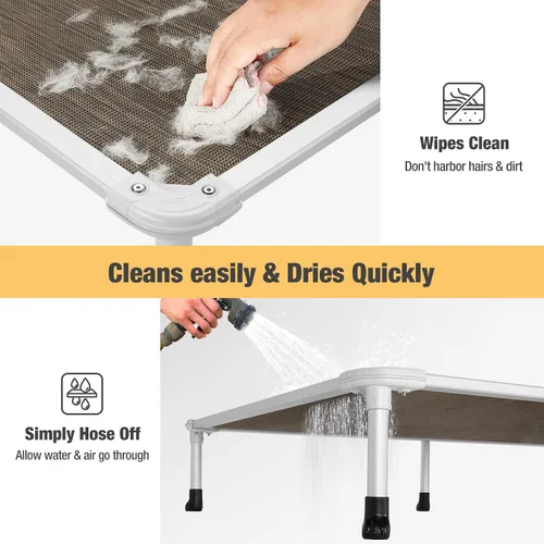 Vista 36 de Veehoo Cama elevada para perros a prueba de mordidas - Cuna elevada refrescante para mascotas - Marco de aluminio plateado y tela de malla