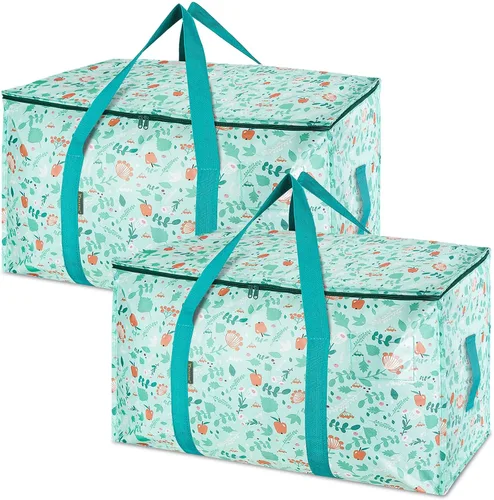 Vista 15 de BALEINE Paquete de 2 bolsas de mudanza de gran tamaño con asas reforzadas, bolsa de almacenamiento resistente para ropa, suministros de mudanza