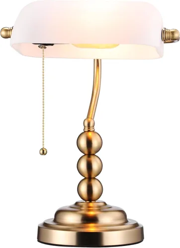 Vista 8 de TORCHSTAR Lámpara de escritorio de cristal ámbar con cadena de tracción, base E26 Base con peso retro, lámpara tradicional antigua de biblioteca